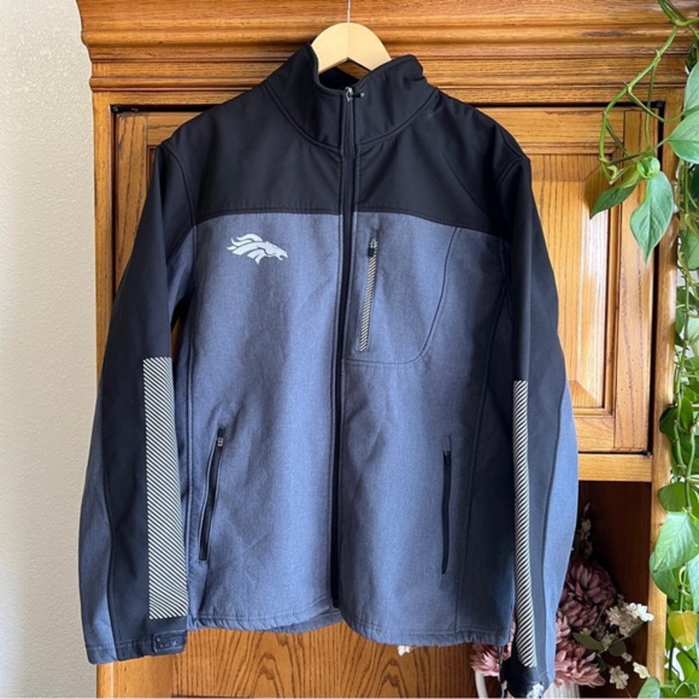NFL‎ Men's Denver Broncos Black and Charcoal Shell Fleece Jacket Medium